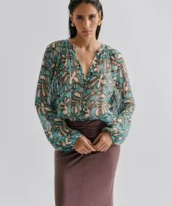 Malina Mareva Chiffon Blouse Ocean Corals