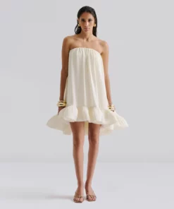 Malina Mikala Ruffled Dress White