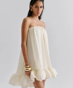 Malina Mikala Ruffled Dress White