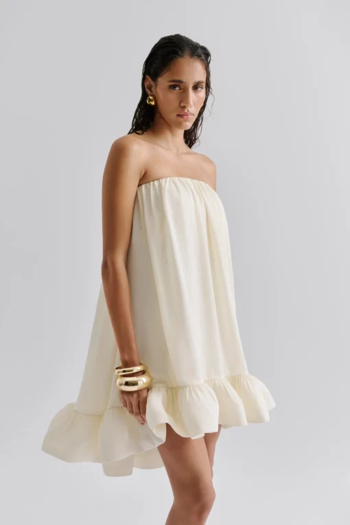 Malina Mikala Ruffled Dress White