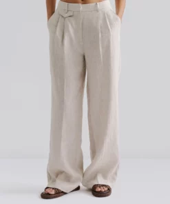 Malina Yana Tailored Wide Linen Pants Sand
