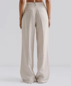 Malina Yana Tailored Wide Linen Pants Sand