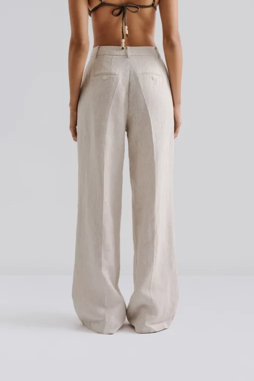 Malina Yana Tailored Wide Linen Pants Sand