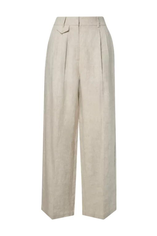 Malina Yana Tailored Wide Linen Pants Sand
