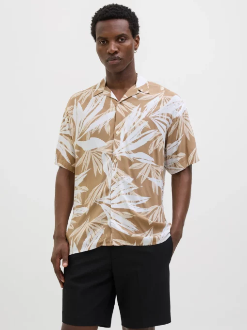 JJEjeff Tropical AOP Resort Shirt Coriander