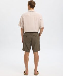 Selected Homme Brody Linen Shorts Forest Night