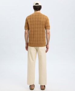 Selected Homme Arco Knit Structure Polo Shirt Chipmunk