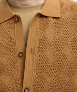 Selected Homme Arco Knit Structure Polo Shirt Chipmunk