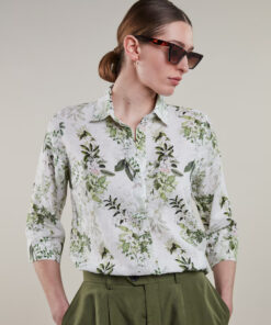 Stenströms Stella Green Floral Popover Shirt