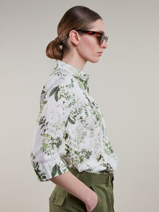 Stenströms Stella Green Floral Popover Shirt