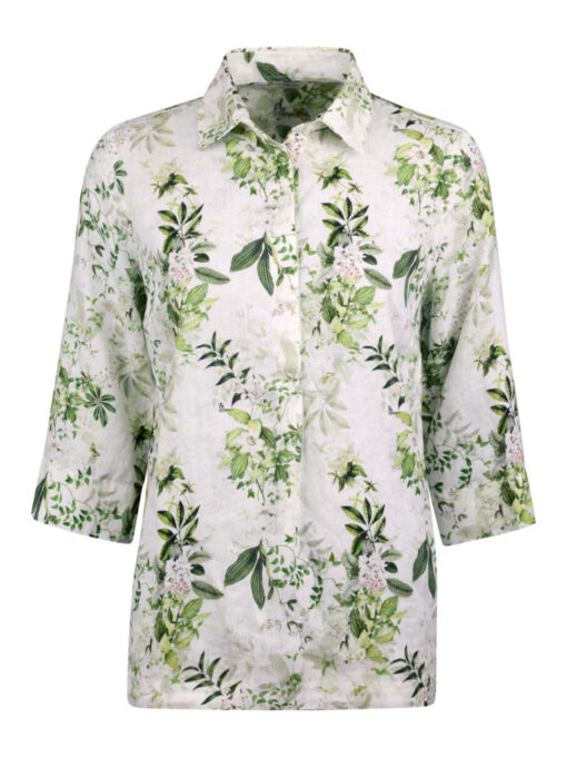 Stenströms Stella Green Floral Popover Shirt