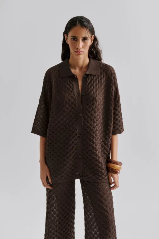 Malina Moa Knitted Shirt Chocolate