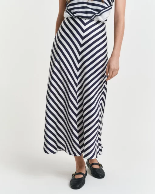 Gant Woman Chevron Striped Skirt Evening Blue
