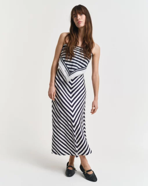 Gant Woman Chevron Striped Skirt Evening Blue