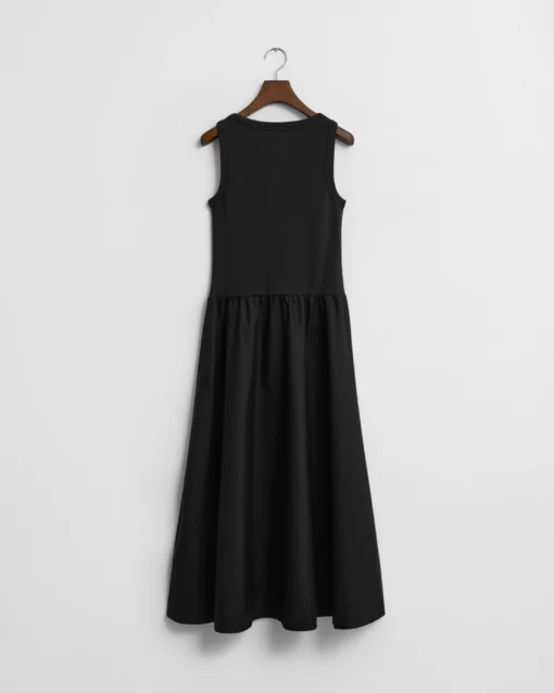 Gant Woman Midi Jersey Woven Combo Dress Black