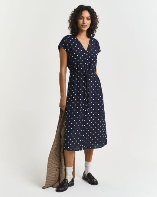 Gant Woman Dot Print Caftan Dress Evening Blue