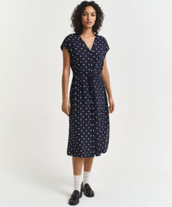 Gant Woman Dot Print Caftan Dress Evening Blue