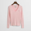 Gant Woman Stretch Cotton Cable V-neck Salmon