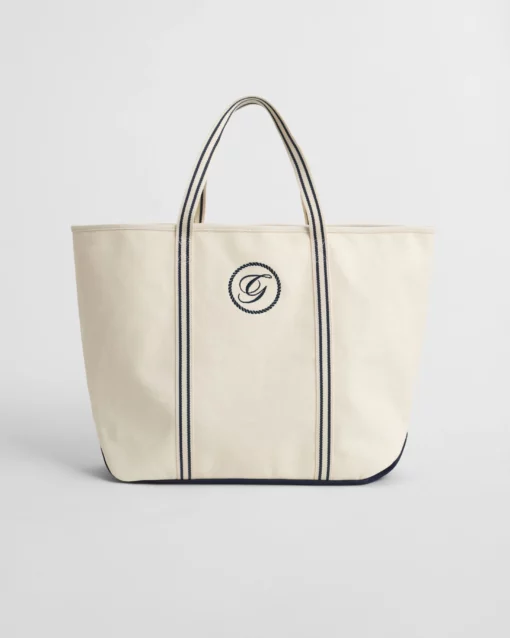 Gant Woman Canvas Beach Tote Bag Cream
