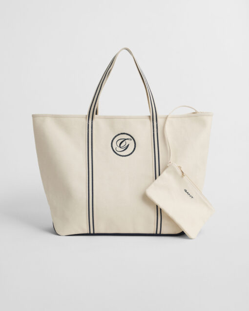 Gant Woman Canvas Beach Tote Bag Cream
