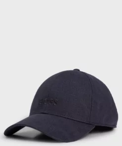 Boss Zed Linen Hat Dark Blue