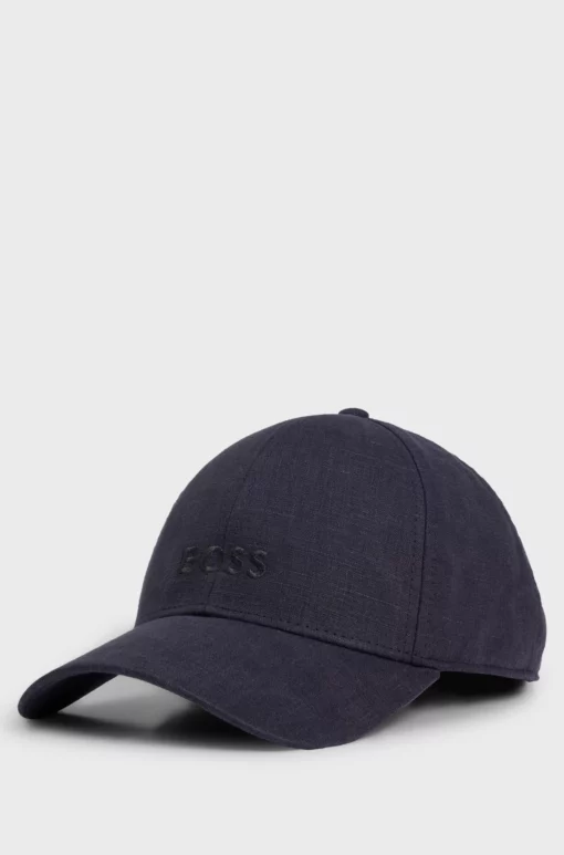 Boss Zed Linen Hat Dark Blue