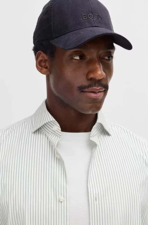 Boss Zed Linen Hat Dark Blue
