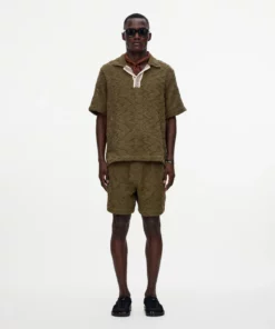 OAS Verve Palmer Crochet Shirt Pine