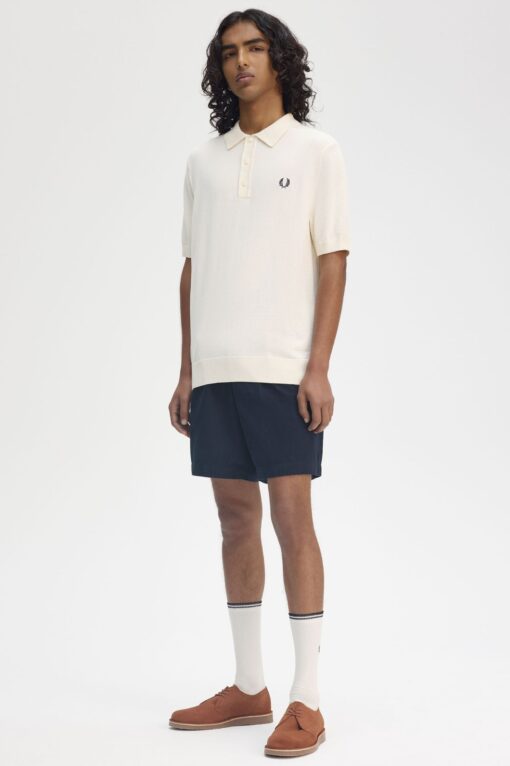Fred Perry Cotton Knitted Shirt Ecru
