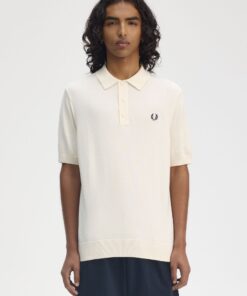 Fred Perry Cotton Knitted Shirt Ecru