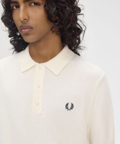 Fred Perry Cotton Knitted Shirt Ecru