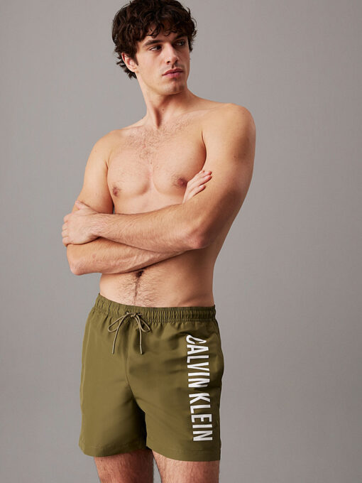 Calvin Klein Medium Drawstring Swim Shorts - Intense Power Burnt Olive