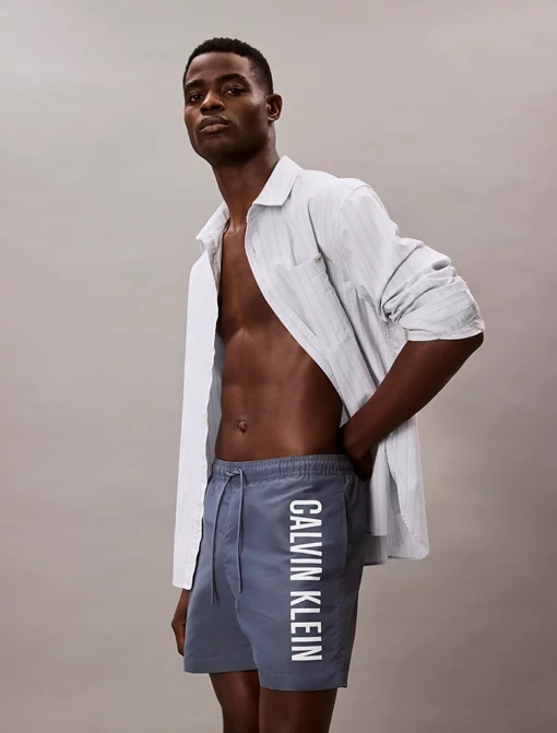 Calvin Klein Medium Drawstring Swim Shorts - Intense Power Grisaille