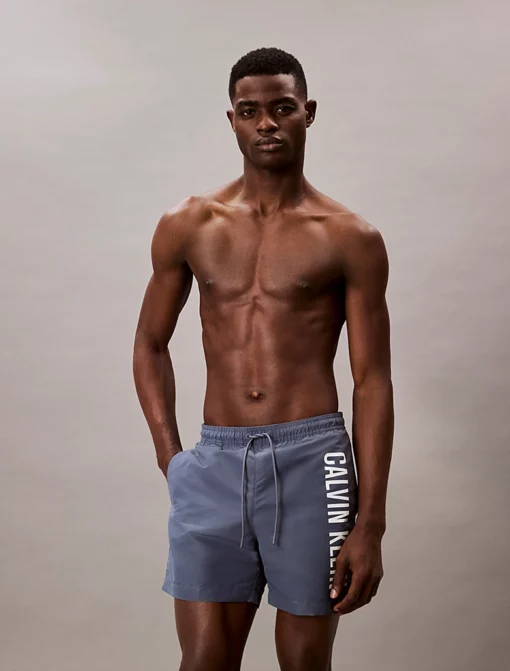 Calvin Klein Medium Drawstring Swim Shorts - Intense Power Grisaille