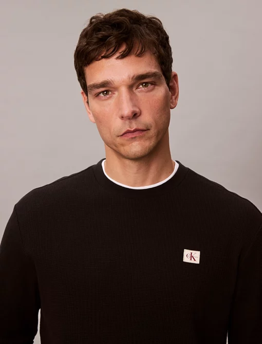 Calvin Klein Long Sleeve Waffle T-shirt Black