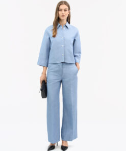 Tiger of Sweden Corins Cropped Linen Shirt Light Blue