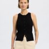 Slftrixie Knit Button Top Black