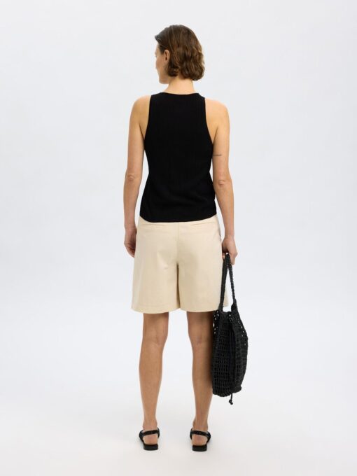 Slftrixie Knit Button Top Black
