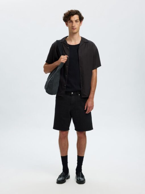 Slhreg Alex Black Denim Shorts
