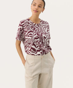 Part Two NahidPW T-shirt Tawny Port Animal Print
