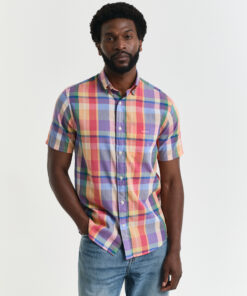 Gant Reg Indian Madras SS Shirt Peachy Orange