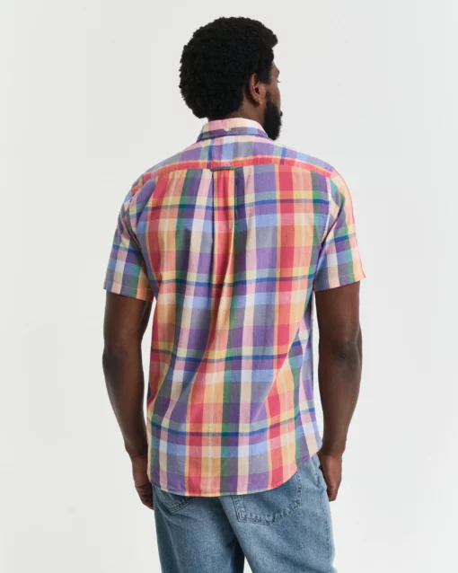 Gant Reg Indian Madras SS Shirt Peachy Orange