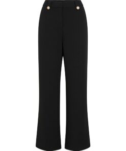 Viclua HW Wide Button Pants Black