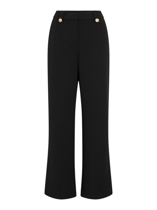 Viclua HW Wide Button Pants Black