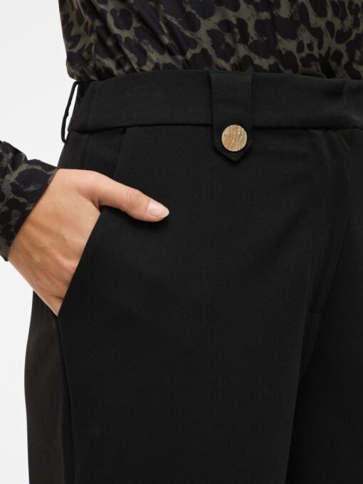 Viclua HW Wide Button Pants Black