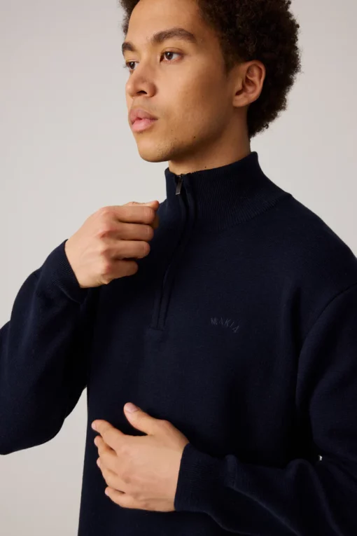 Makia Coal Half Zip Knit Navy