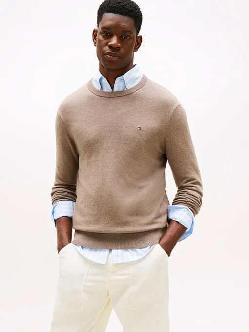 Tommy Hilfiger Pima Cotton Cashmere Crew Neck Coastal Taupe Heather