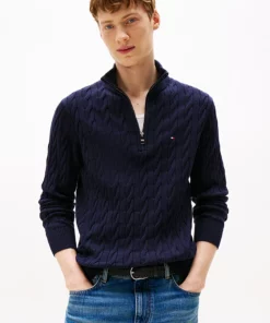 Tommy Hilfiger Cable Knit Half-Zip Jumper Navy Blue