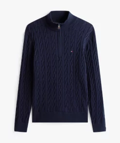 Tommy Hilfiger Cable Knit Half-Zip Jumper Navy Blue
