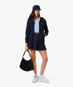 Lacoste Zipped Fleece Hoodie Women Midnight Blue